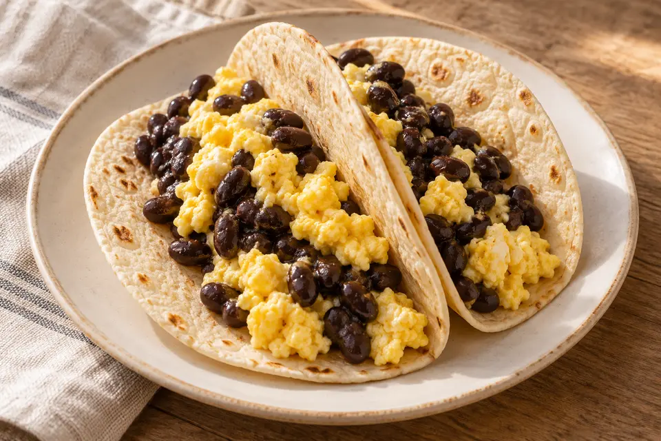 Recipe illustration for Egg & Bean Tacos