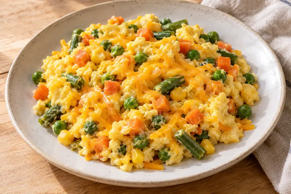 Recipe illustration for Veggie Cheddar Scramble