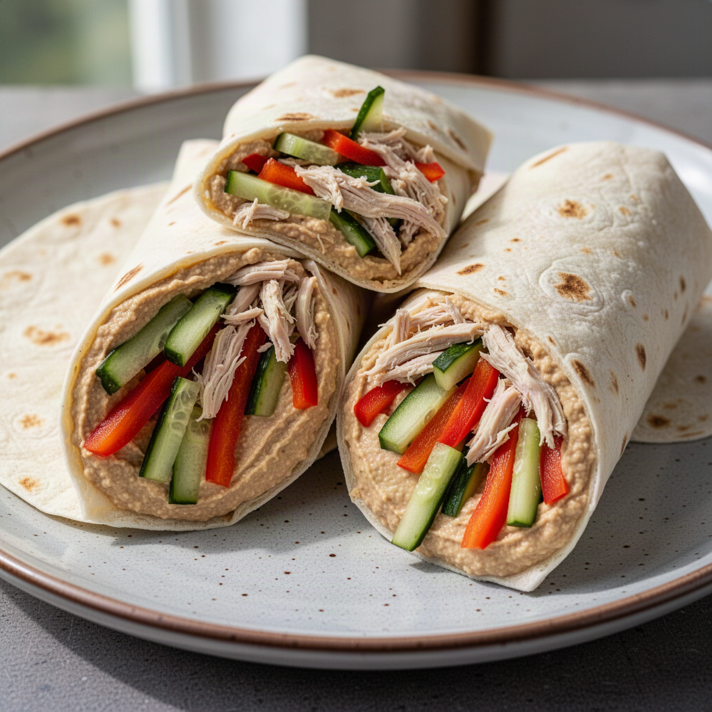 Recipe illustration for Chicken Hummus Lunch Wraps