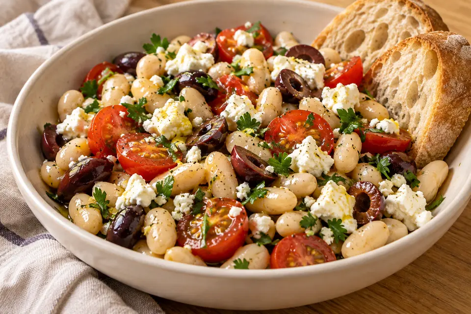 Recipe illustration for White Bean Olive Feta Salad