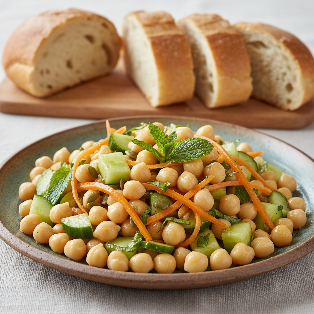 Recipe illustration for Chickpea Cucumber Mint Crunch Salad