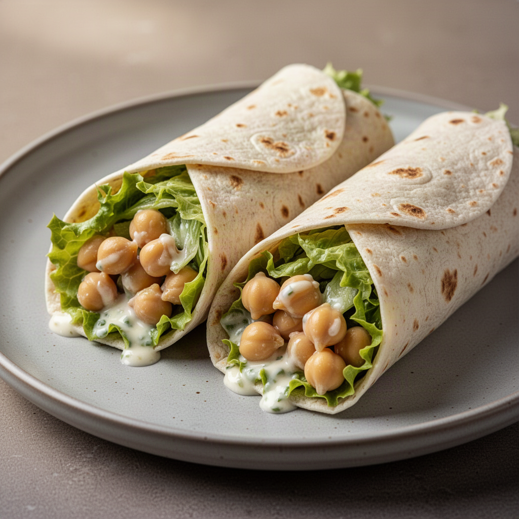 Recipe illustration for Chickpea Caesar Wraps