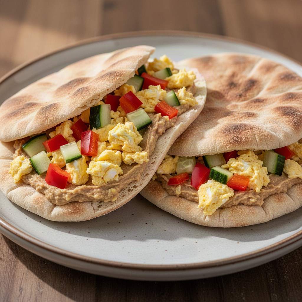 Recipe illustration for Hummus Egg Breakfast Pitas