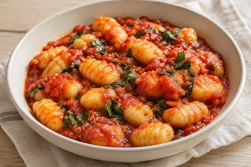 Recipe illustration for Tomato Basil Gnocchi