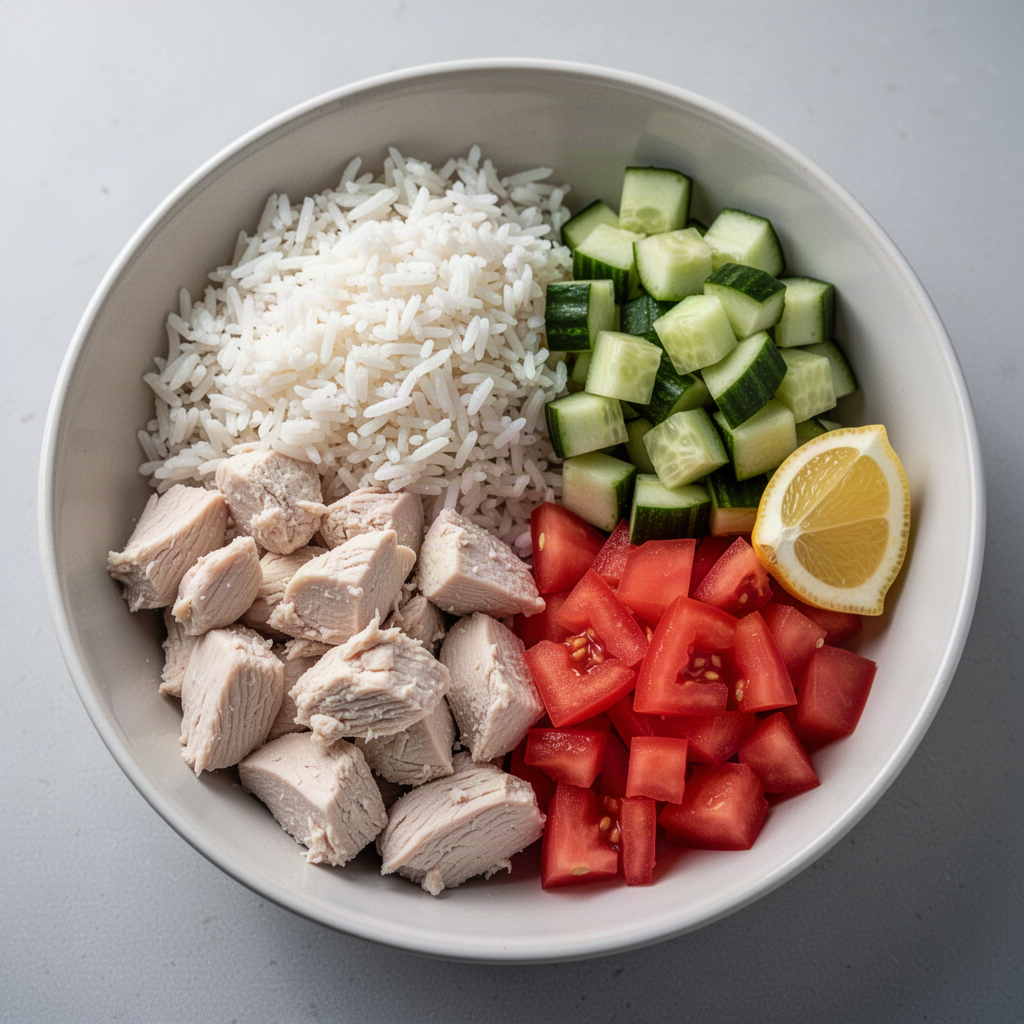 Recipe illustration for Greek Chicken Rice Lunch Bowls