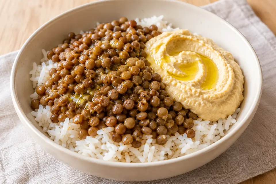 Recipe illustration for Lentil Hummus Lunch Bowls