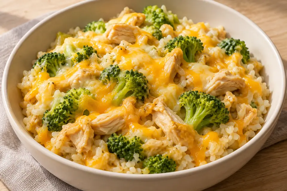 Recipe illustration for Cheesy Chicken Broccoli Rice