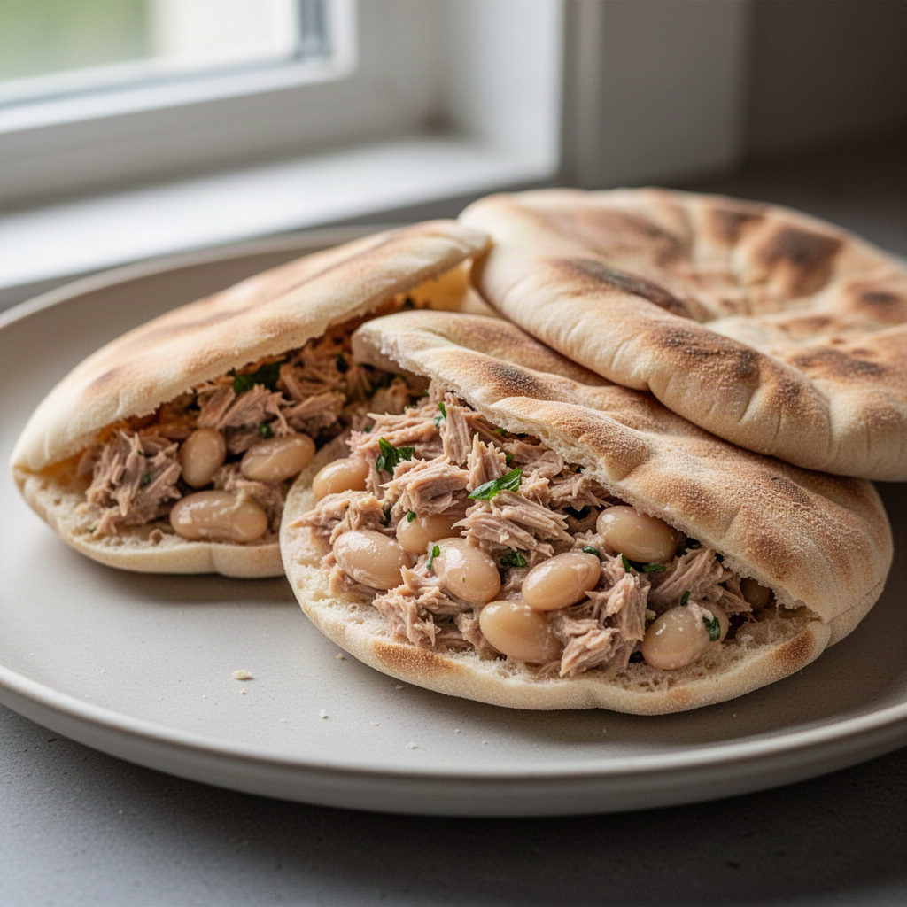 Recipe illustration for Tuna White Bean Pitas